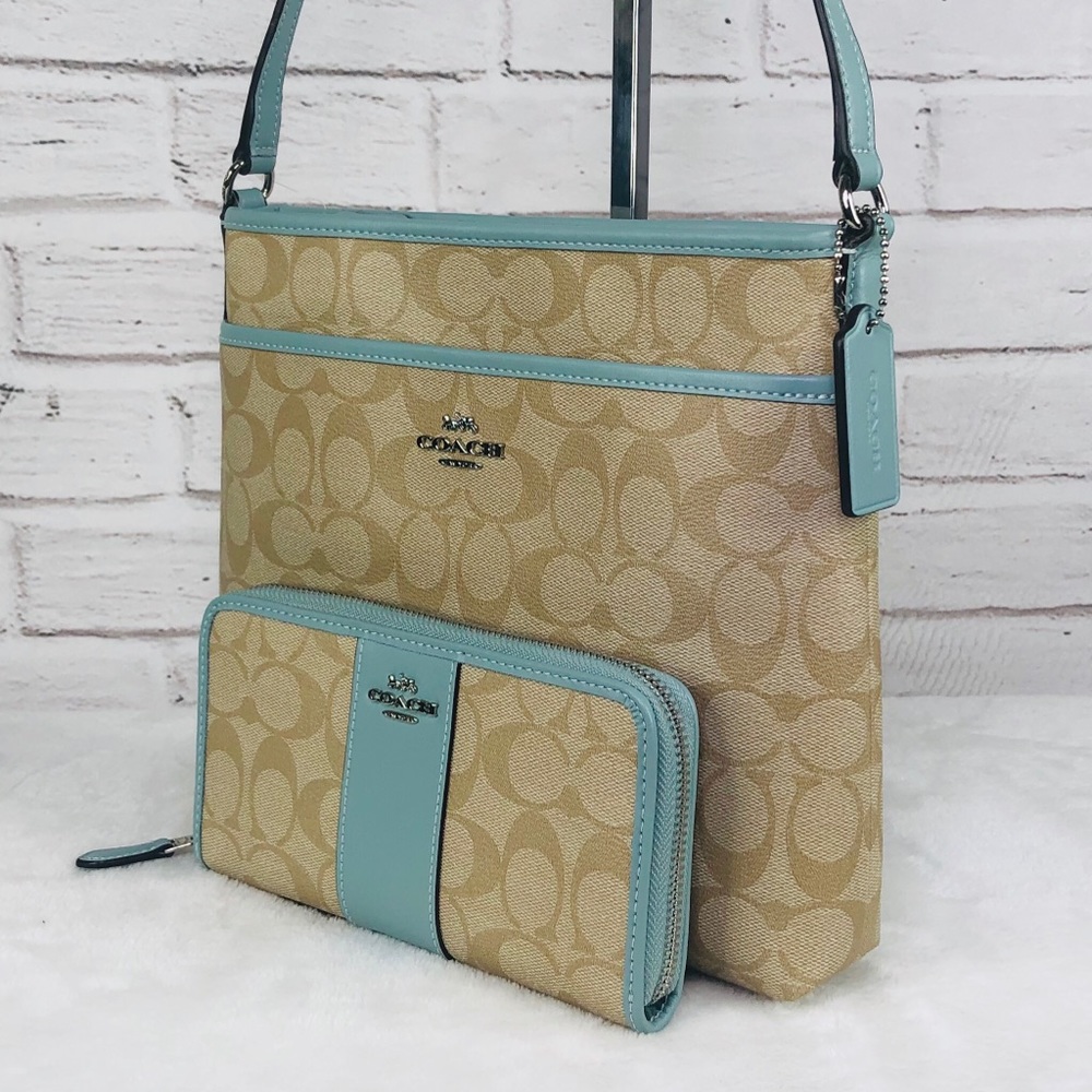 2PCS Coach Zip File Crossbody Wallet Set - Picture 2 of 8